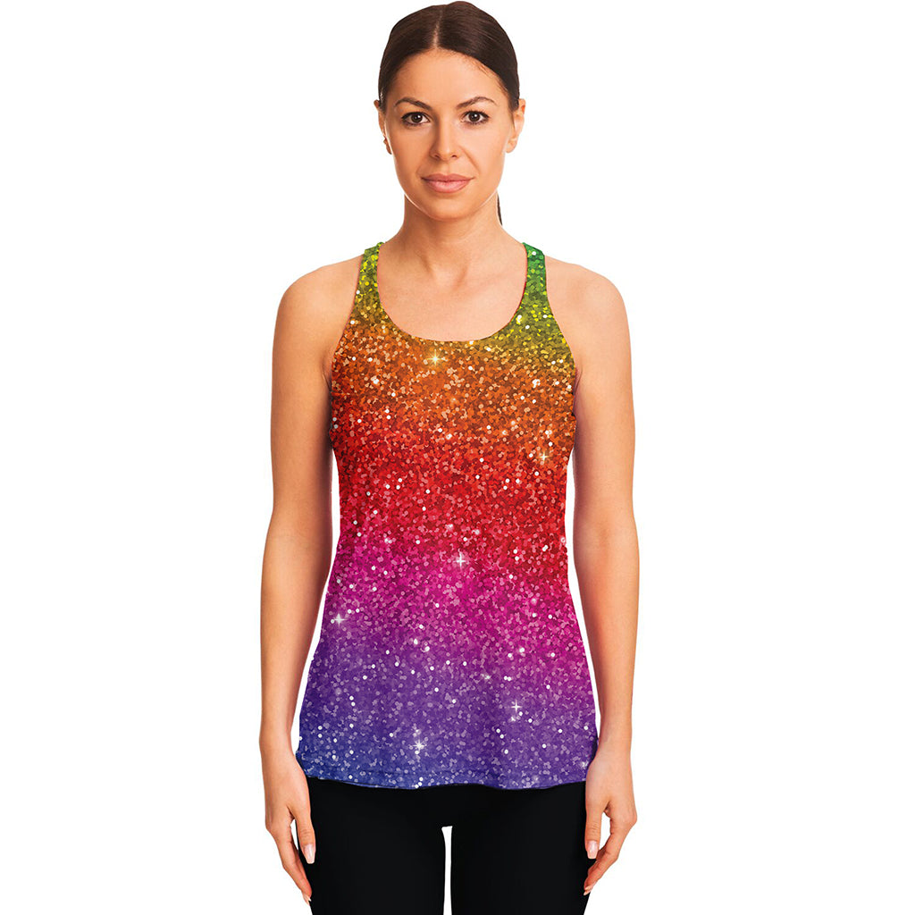 Rainbow Glitter Artwork Print (NOT Real Glitter) Women's Racerback Tank Top