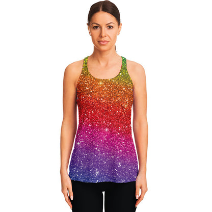 Rainbow Glitter Artwork Print (NOT Real Glitter) Women's Racerback Tank Top