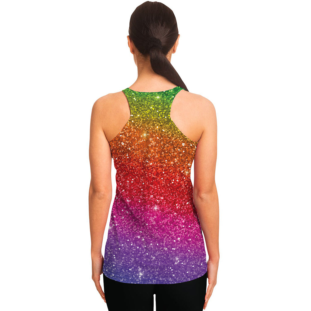 Rainbow Glitter Artwork Print (NOT Real Glitter) Women's Racerback Tank Top