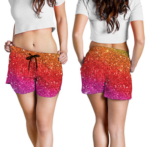 Rainbow Glitter Artwork Print (NOT Real Glitter) Women's Shorts