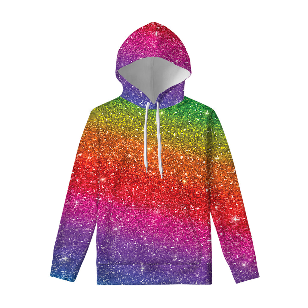 Rainbow Glitter Artwork Print Pullover Hoodie
