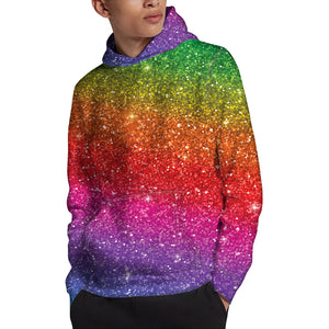 Rainbow Glitter Artwork Print Pullover Hoodie