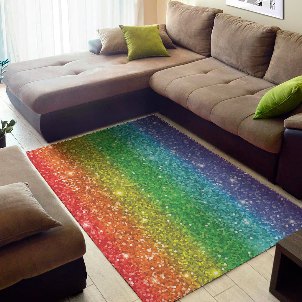 Rainbow Glitter Print Area Rug