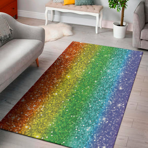 Rainbow Glitter Print Area Rug