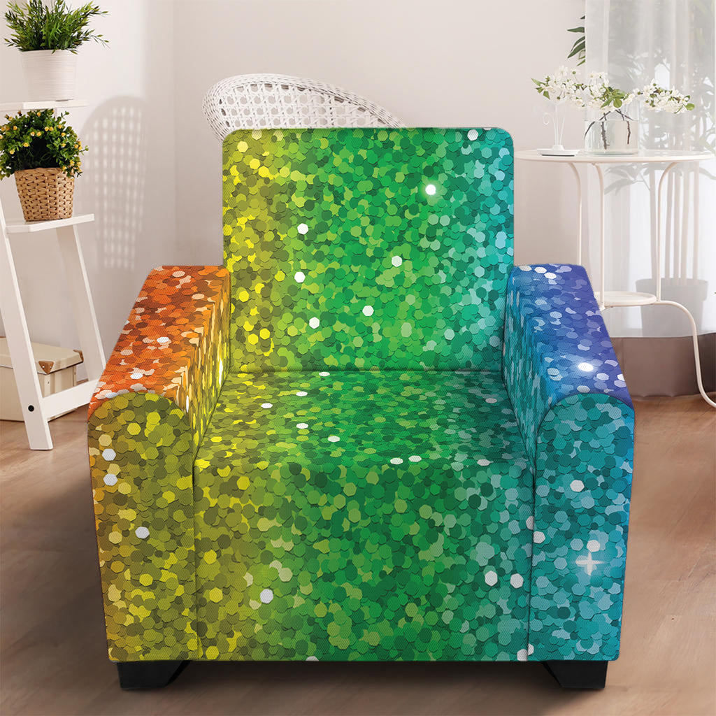 Rainbow Glitter Print Armchair Slipcover