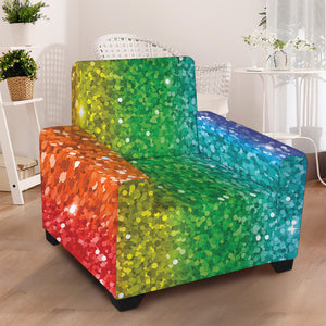 Rainbow Glitter Print Armchair Slipcover