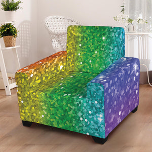 Rainbow Glitter Print Armchair Slipcover