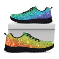 Rainbow (NOT Real) Glitter Print Black Running Shoes