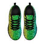 Rainbow Glitter Print Black Sneakers