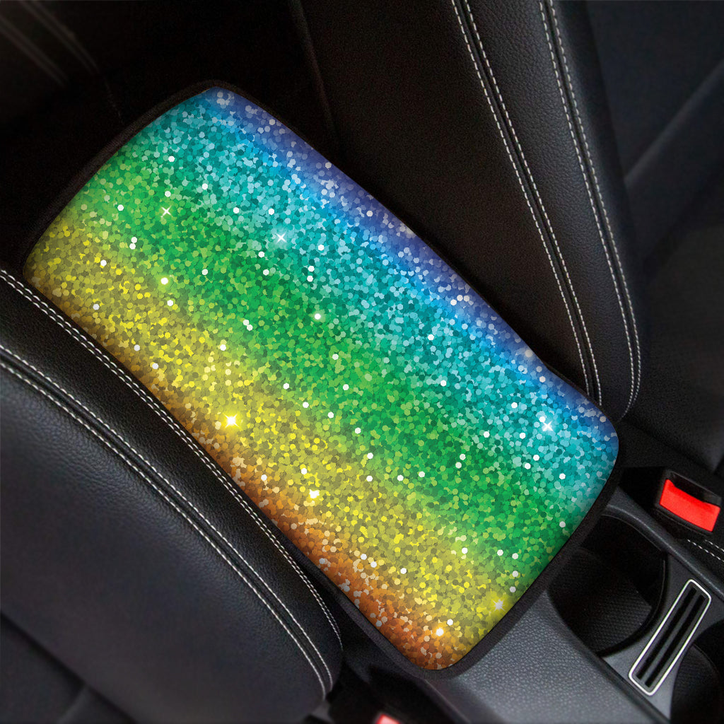 Rainbow Glitter Print Car Center Console Cover