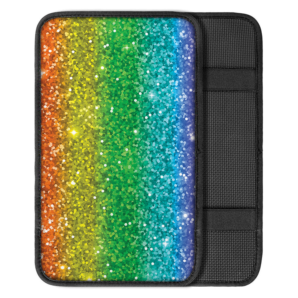 Rainbow Glitter Print Car Center Console Cover