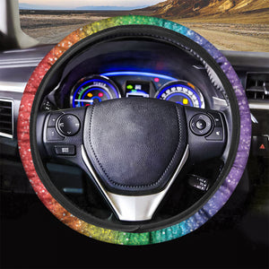 Rainbow Glitter Print Car Steering Wheel Cover