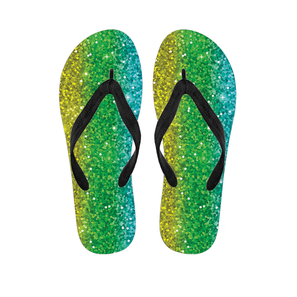 Rainbow Glitter Print Flip Flops