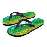 Rainbow Glitter Print Flip Flops