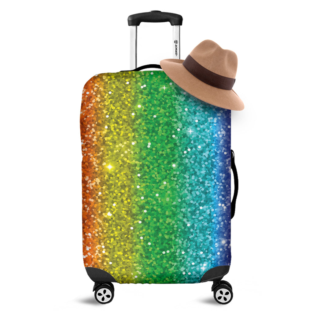 Rainbow Glitter Print Luggage Cover