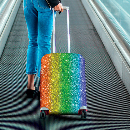 Rainbow Glitter Print Luggage Cover