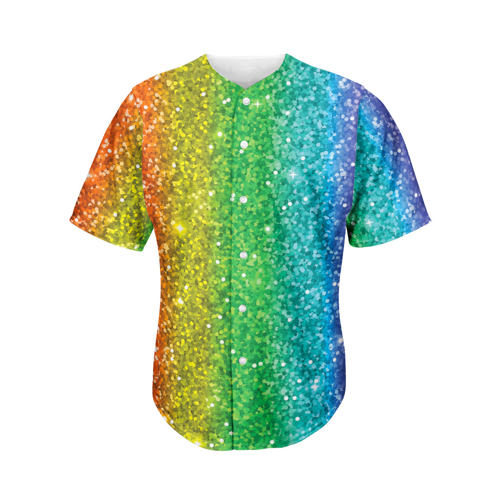 Rainbow Glitter Print Men's Baseball Jersey