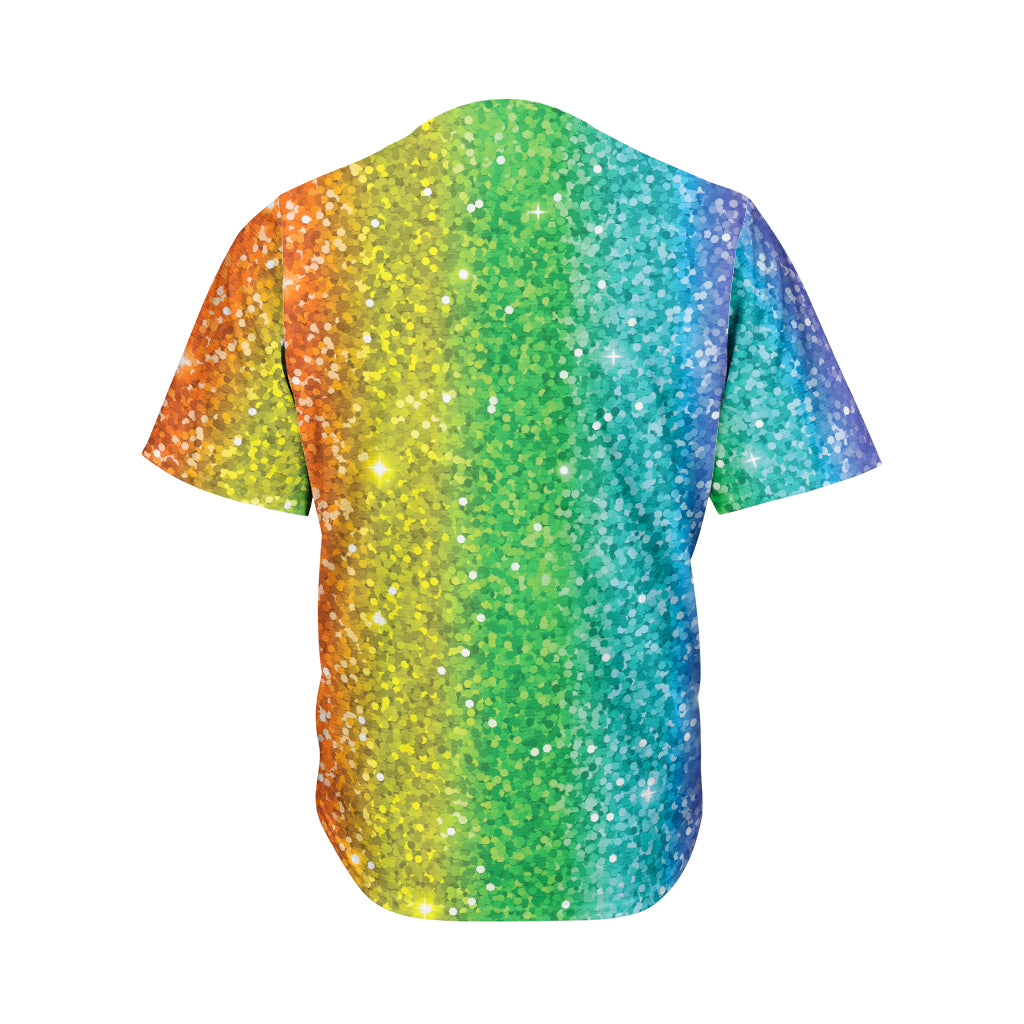 Rainbow Glitter Print Men's Baseball Jersey