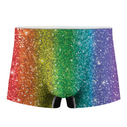 Rainbow Glitter Print Men's Boxer Briefs