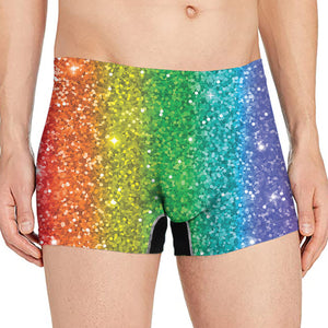 Rainbow Glitter Print Men's Boxer Briefs