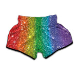 Rainbow Glitter Print Muay Thai Boxing Shorts