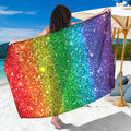 Rainbow (NOT Real) Glitter Print Beach Sarong Wrap