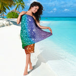 Rainbow Glitter Print (NOT Real Glitter) Beach Sarong Wrap