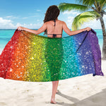 Rainbow Glitter Print (NOT Real Glitter) Beach Sarong Wrap