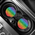 Rainbow (NOT Real) Glitter Print Car Coasters