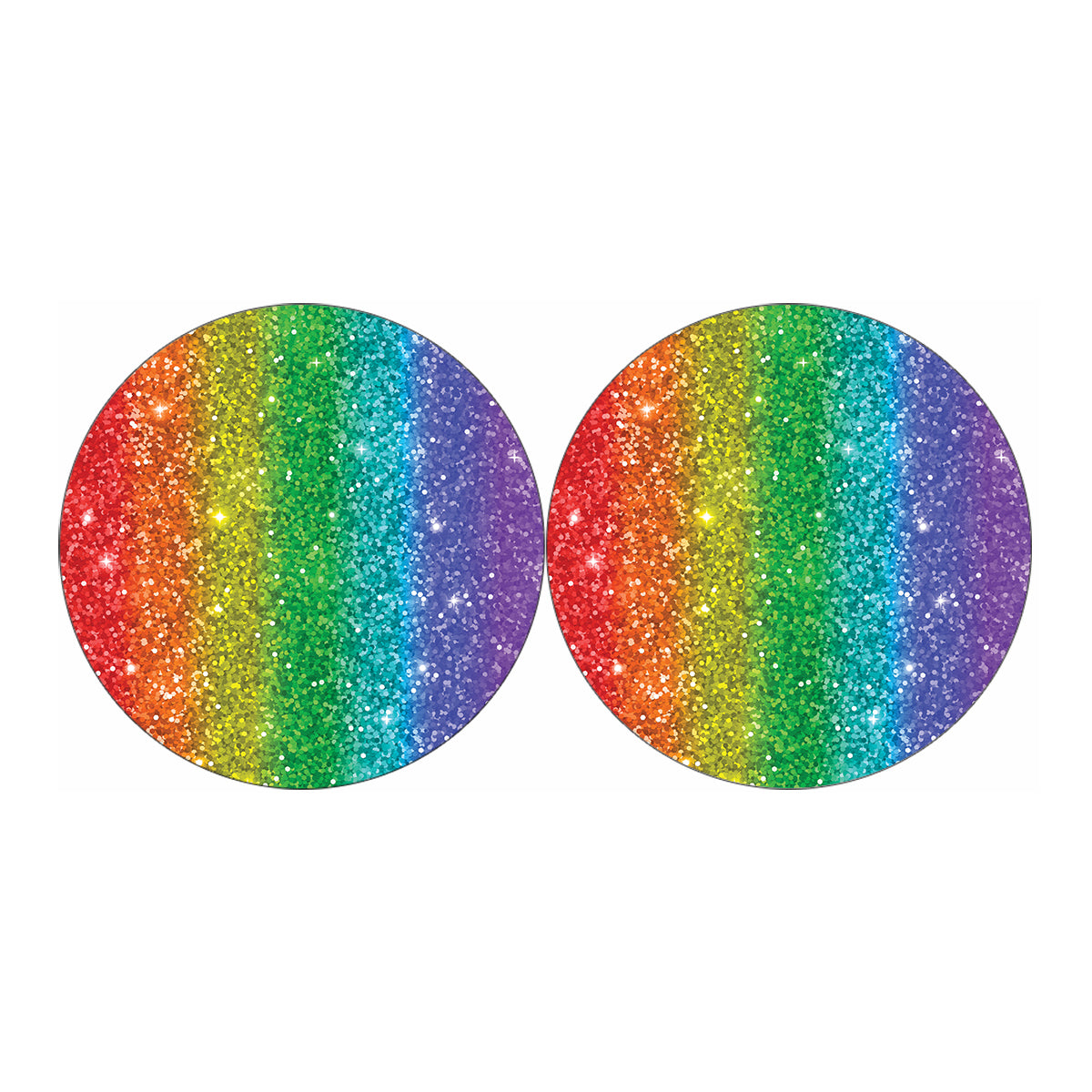 Rainbow Glitter Print (NOT Real Glitter) Car Coasters