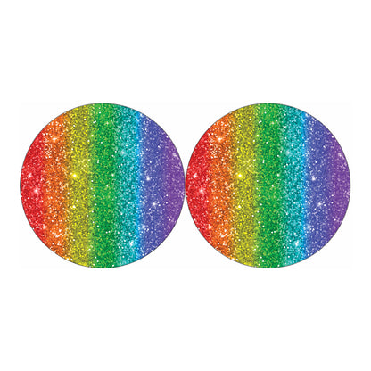 Rainbow Glitter Print (NOT Real Glitter) Car Coasters