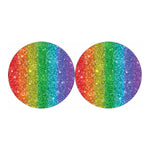 Rainbow Glitter Print (NOT Real Glitter) Car Coasters