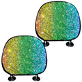 Rainbow (NOT Real) Glitter Print Car Headrest Covers