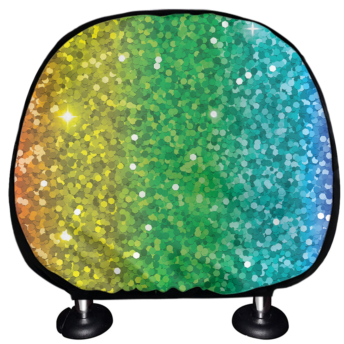 Rainbow Glitter Print (NOT Real Glitter) Car Headrest Covers