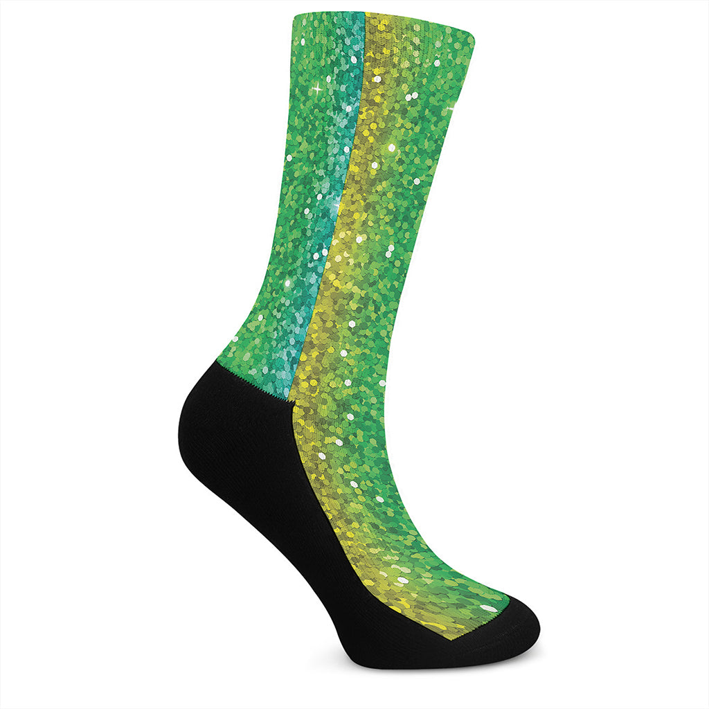 Rainbow Glitter Print (NOT Real Glitter) Crew Socks