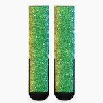 Rainbow Glitter Print (NOT Real Glitter) Crew Socks