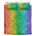 Rainbow (NOT Real) Glitter Print Duvet Cover Bedding Set