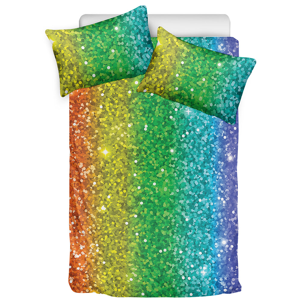 Rainbow Glitter Print (NOT Real Glitter) Duvet Cover Bedding Set
