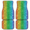 Rainbow (NOT Real) Glitter Print Front and Back Car Floor Mats