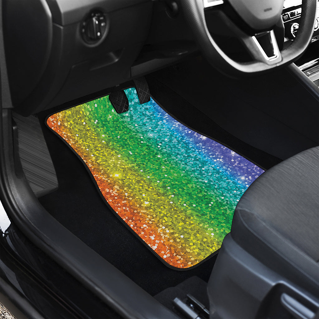 Rainbow Glitter Print (NOT Real Glitter) Front and Back Car Floor Mats