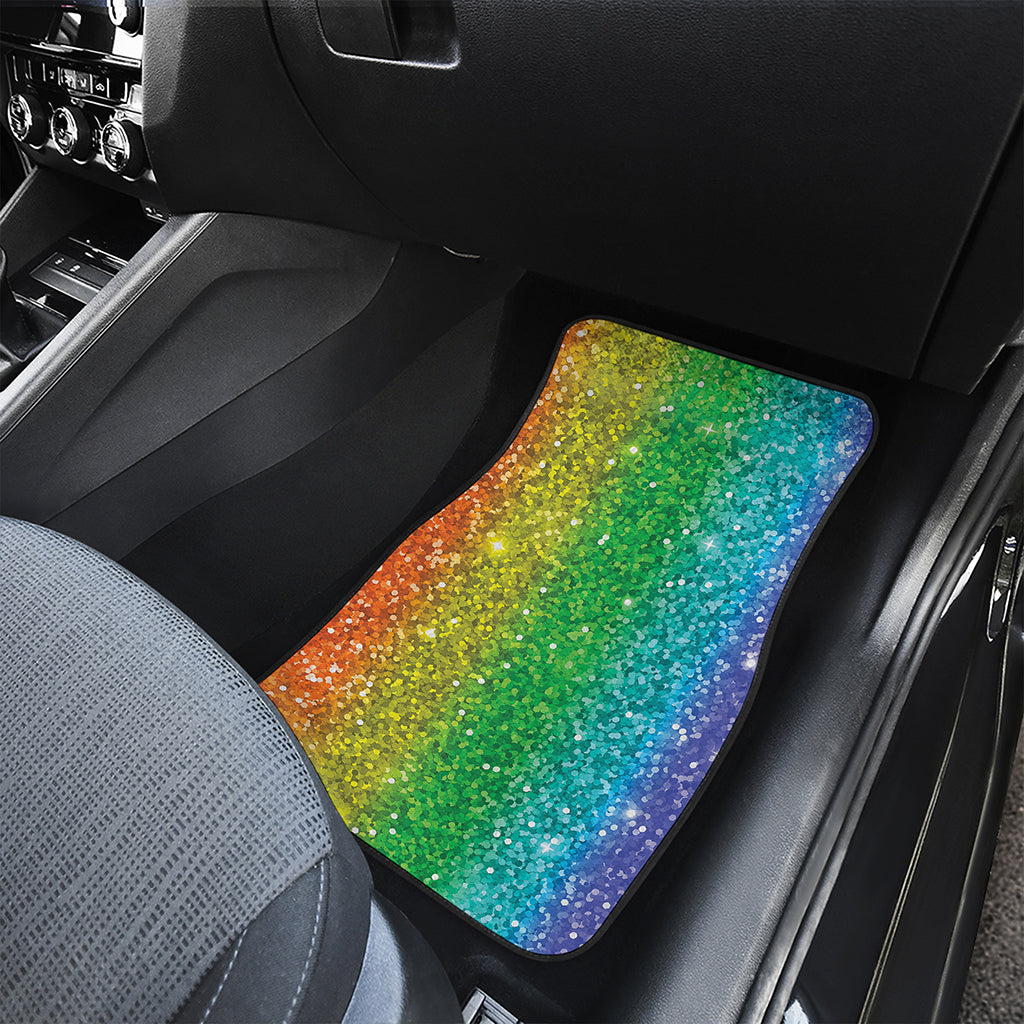 Rainbow Glitter Print (NOT Real Glitter) Front and Back Car Floor Mats