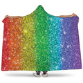 Rainbow (NOT Real) Glitter Print Hooded Blanket