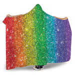 Rainbow Glitter Print (NOT Real Glitter) Hooded Blanket