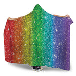 Rainbow Glitter Print (NOT Real Glitter) Hooded Blanket