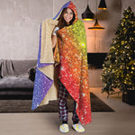 Rainbow Glitter Print (NOT Real Glitter) Hooded Blanket