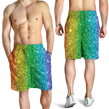 Rainbow Glitter Print (NOT Real Glitter) Men's Shorts