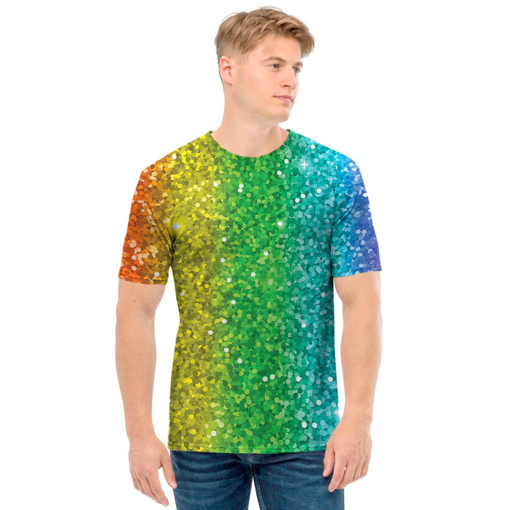 Rainbow Glitter Print (NOT Real Glitter) Men's T-Shirt