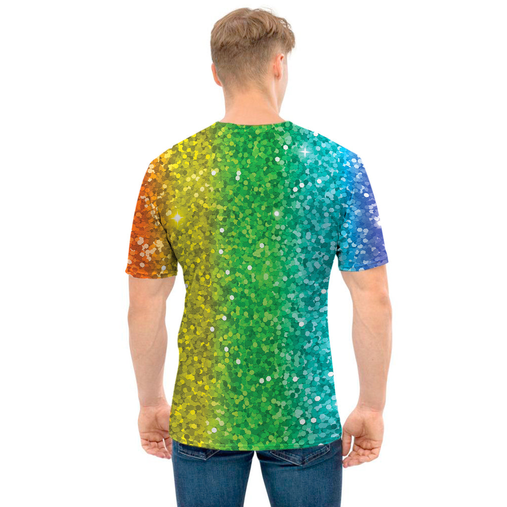 Rainbow Glitter Print (NOT Real Glitter) Men's T-Shirt