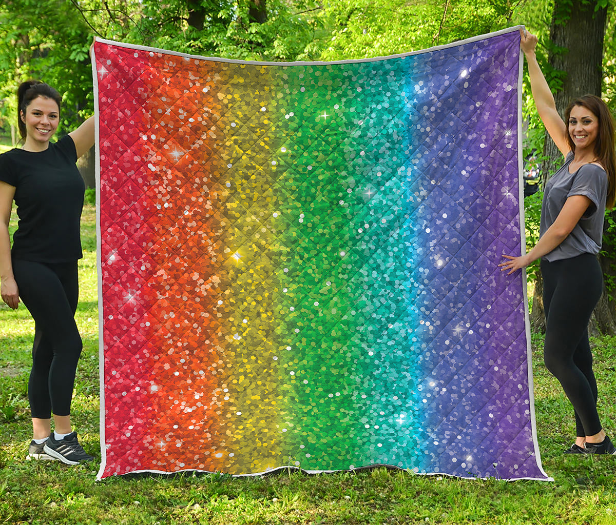 Rainbow Glitter Print (NOT Real Glitter) Quilt