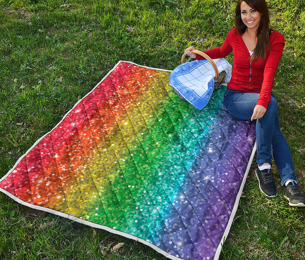 Rainbow Glitter Print (NOT Real Glitter) Quilt